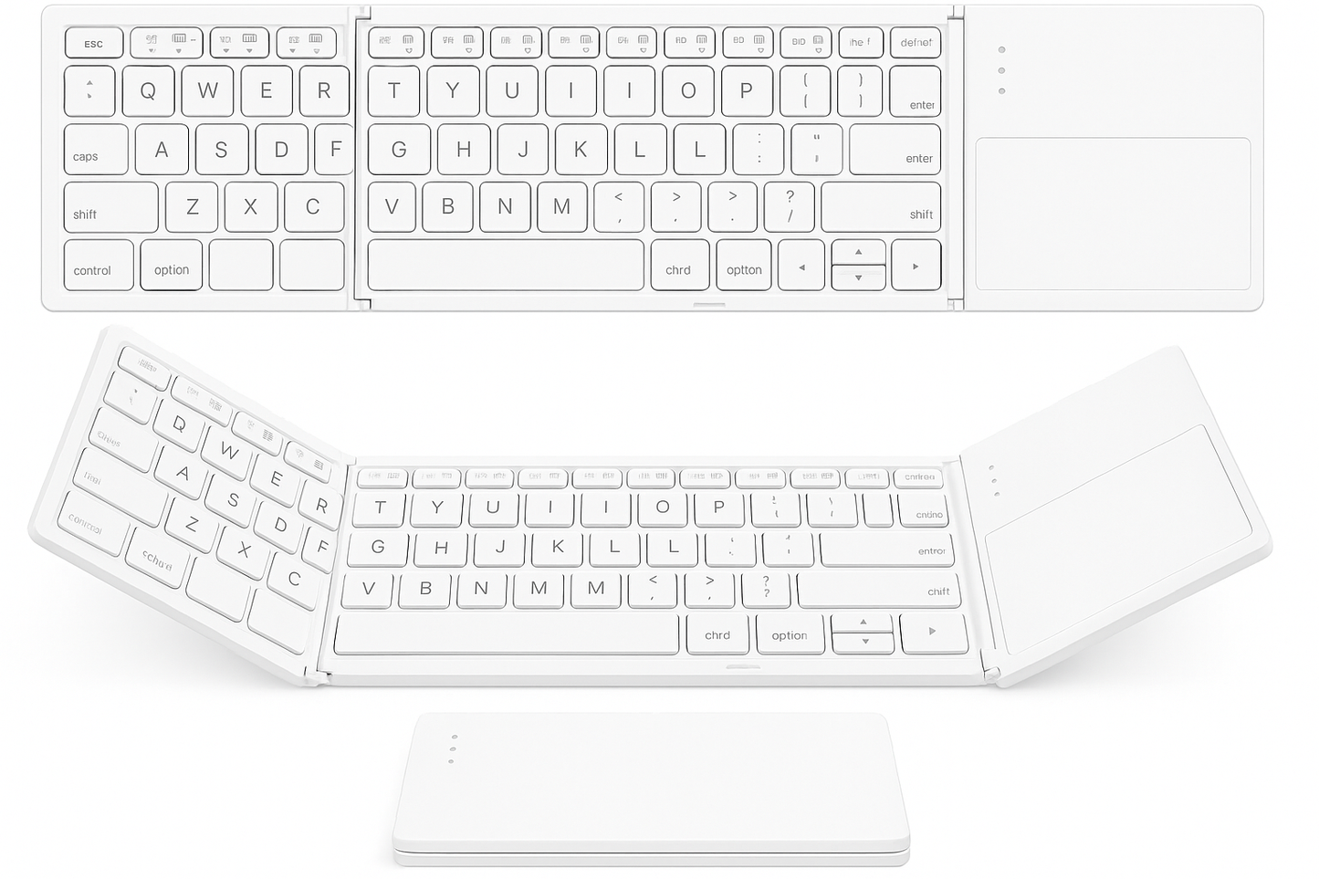 Complete white keyboard - all three views